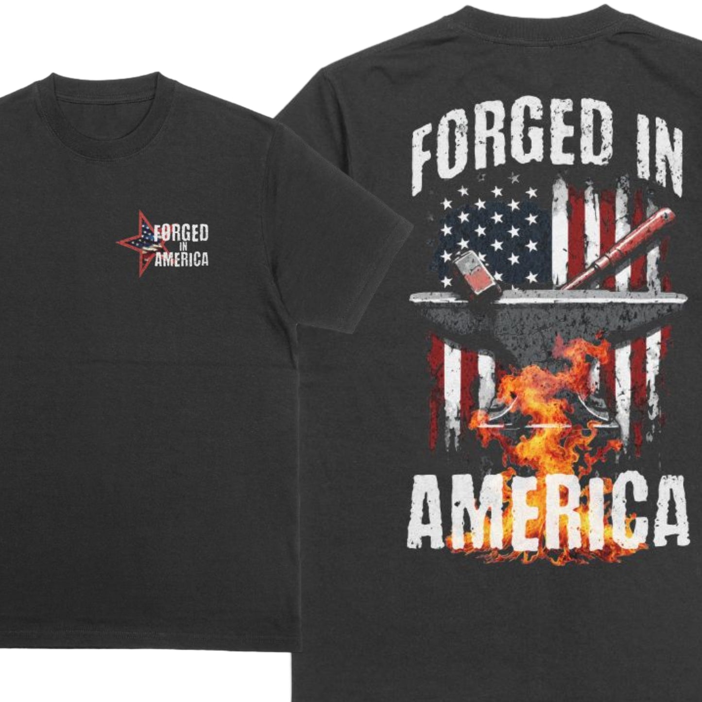 Forged in America Men’s Black Cotton Tee – 100% American-Made