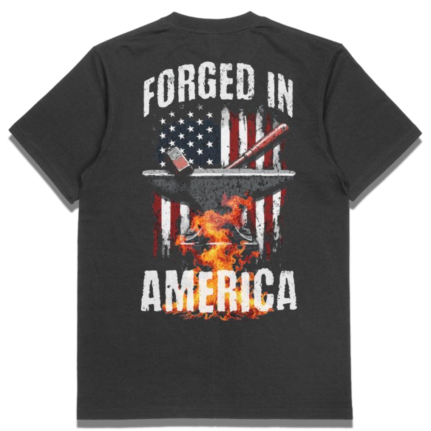 Forged in America Men’s Black Cotton Tee – 100% American-Made