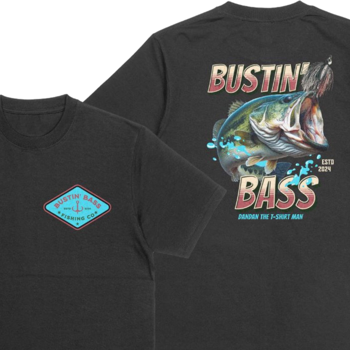 Bustin’ Bass Men’s Tee – 100% American-Made Fishing Shirt
