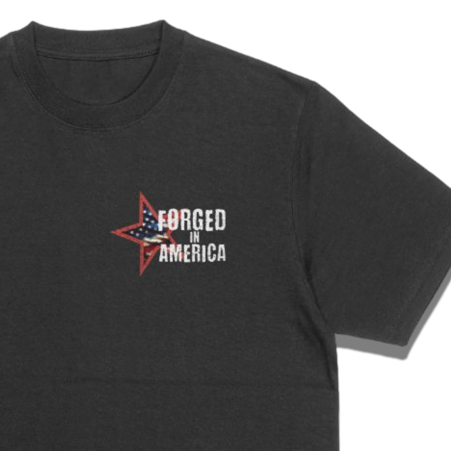 Forged in America Men’s Black Cotton Tee – 100% American-Made