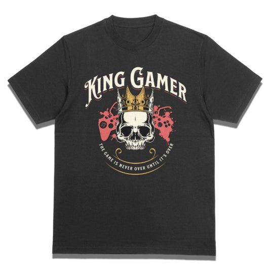 King Gamer Men’s Tee – 100% American-Made Skull Gaming Shirt